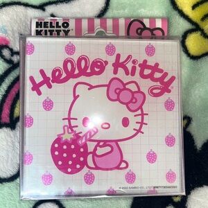Hello Kitty Pink and White Glass Coasters 4 pack NEW NWT